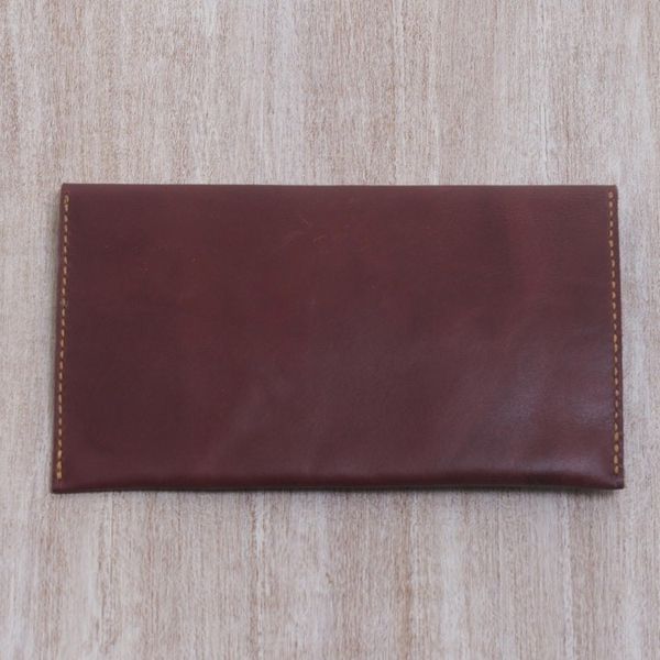 Alternate image for Dark Brown Leather Minimalist Clutch Wallet Mahogany Amplop