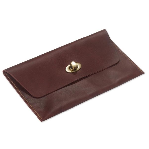 Alternate image for Dark Brown Leather Minimalist Clutch Wallet Mahogany Amplop