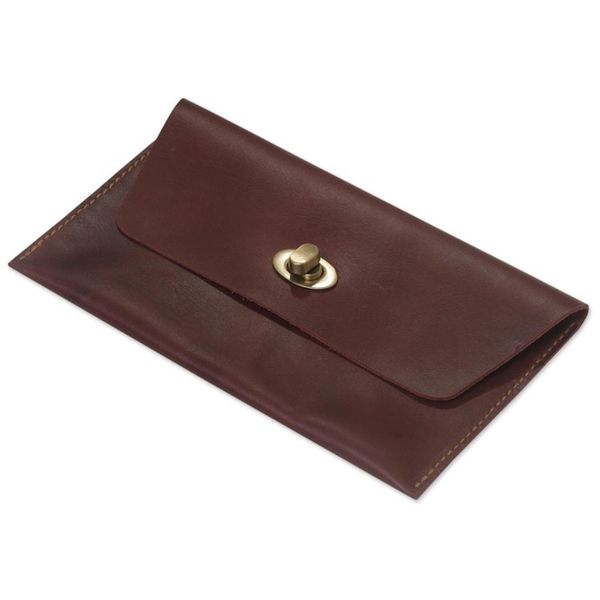 Alternate image for Dark Brown Leather Minimalist Clutch Wallet Mahogany Amplop