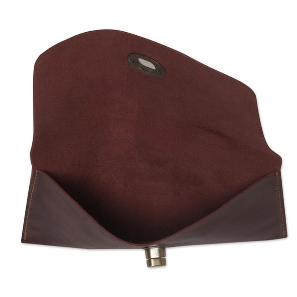Alternate image for Dark Brown Leather Minimalist Clutch Wallet Mahogany Amplop