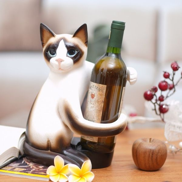 Alternate image for Artisan Handcrafted Wood Cat Wine Holder from Bali Cat Hug