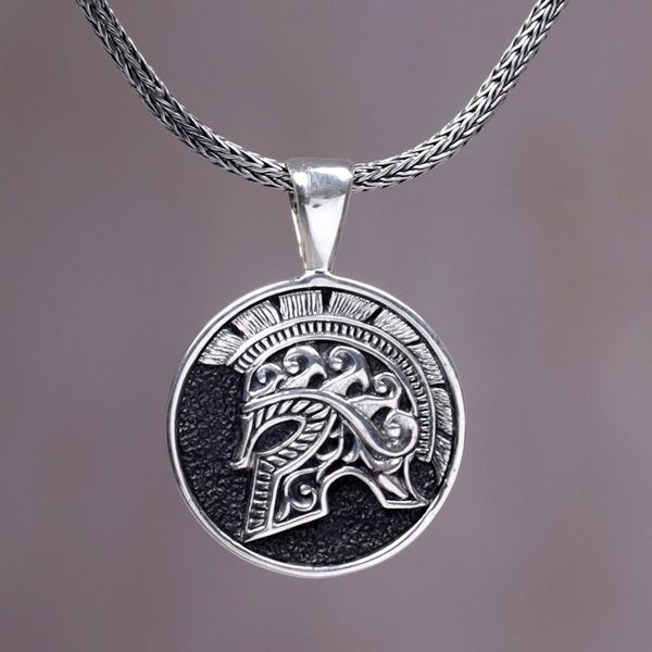 Alternate image for Sterling Silver Helmet Pendant Necklace from Indonesia Hayam Wuruk Helmet