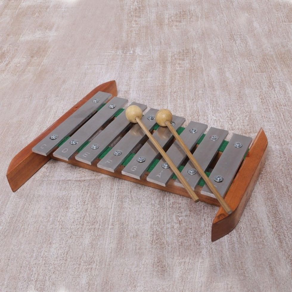 Handmade Teak Wood and Stainless Steel Xylophone from Bali 'Balinese Tune'