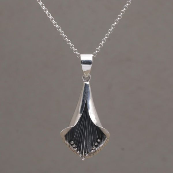 Alternate image for Artisan Crafted Trumpet-Like Flower Pendant Necklace Natures Trumpet