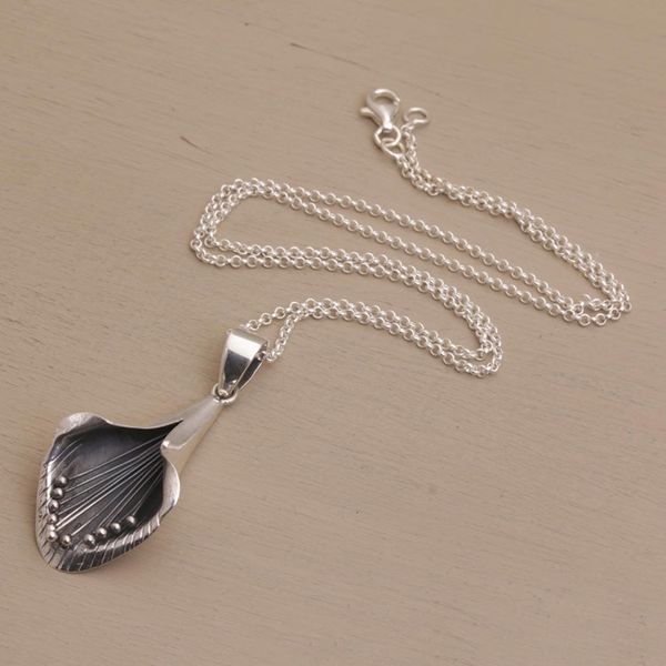 Alternate image for Artisan Crafted Trumpet-Like Flower Pendant Necklace Natures Trumpet
