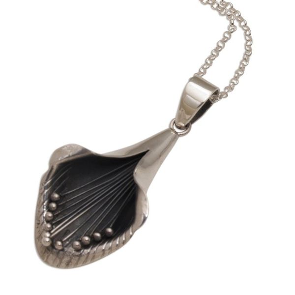 Alternate image for Artisan Crafted Trumpet-Like Flower Pendant Necklace Natures Trumpet