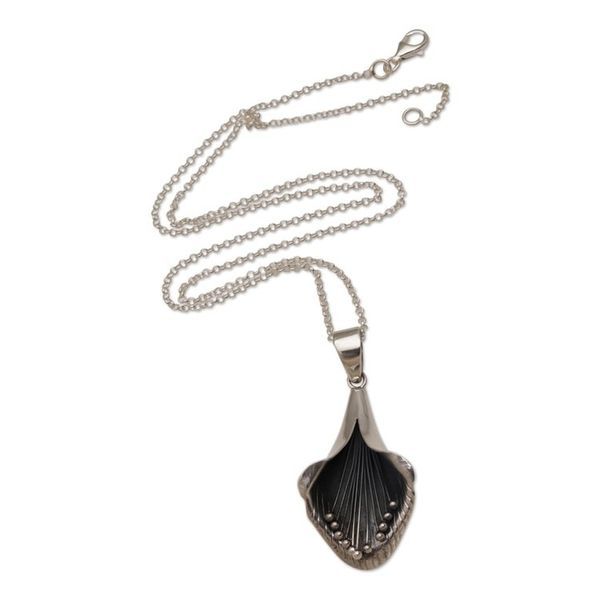 Alternate image for Artisan Crafted Trumpet-Like Flower Pendant Necklace Natures Trumpet