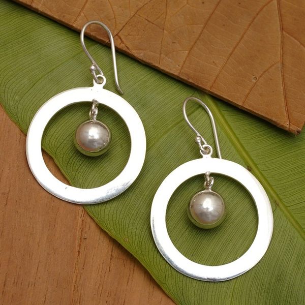 Alternate image for Sterling Silver Dangle Earrings from Indonesia Circles of Joy