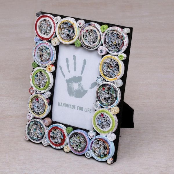 Alternate image for 3x5 Recycled Paper Circle Motif Photo Frame from Bali Memory Circles