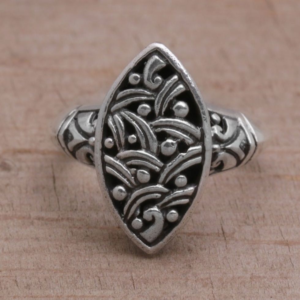 Handmade 925 Sterling Silver Women's Cocktail Ring from Bali 'Unity Weave'