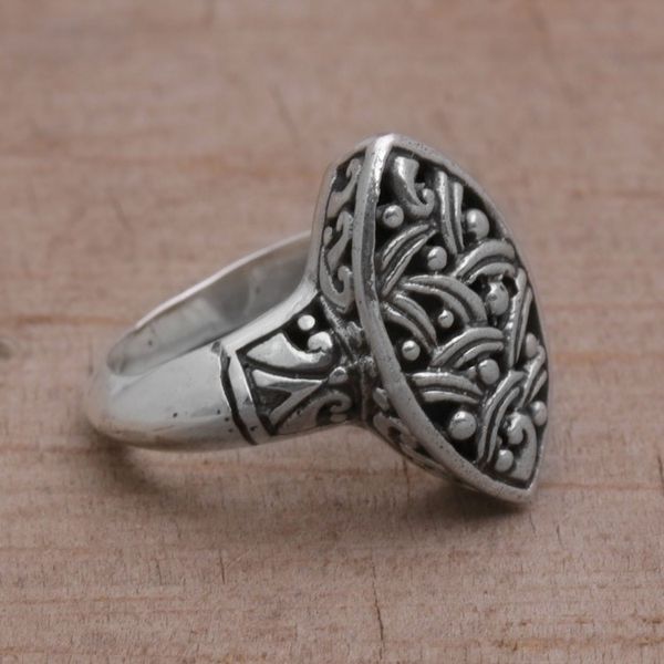 Alternate image for Handmade 925 Sterling Silver Womens Cocktail Ring from Bali Unity Weave