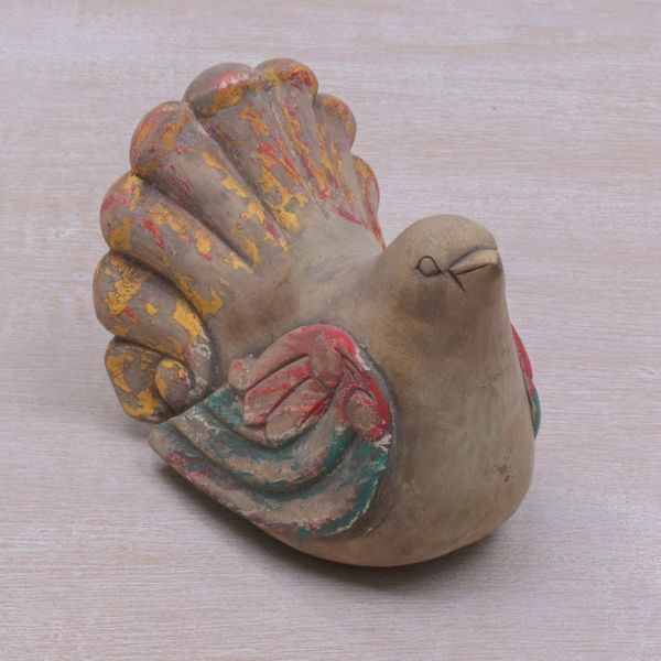 Alternate image for Hand Carved Suar Wood Antiqued Dove Sculpture from Bali Antique Dove