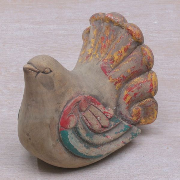 Alternate image for Hand Carved Suar Wood Antiqued Dove Sculpture from Bali Antique Dove