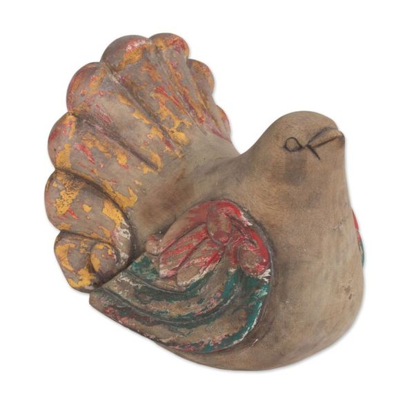 Alternate image for Hand Carved Suar Wood Antiqued Dove Sculpture from Bali Antique Dove