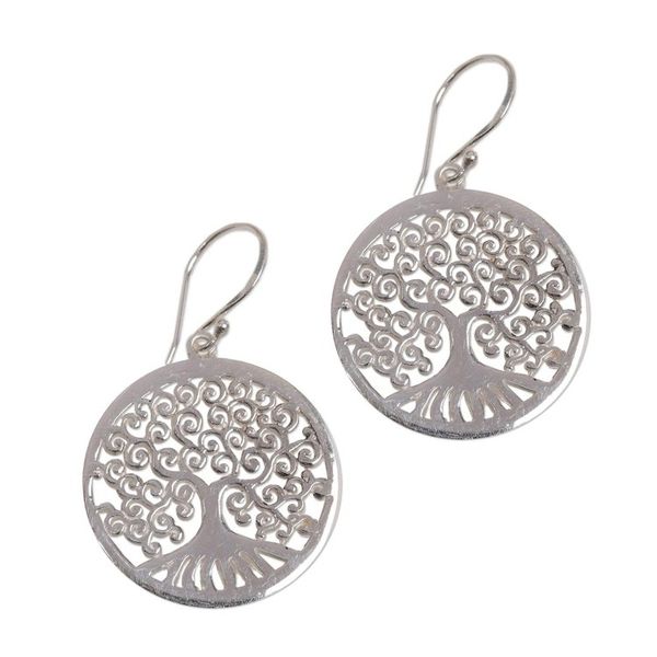 Alternate image for Sterling Silver Tree Shaped Dangle Earrings from Indonesia Delightful Trees