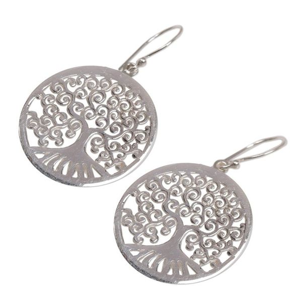 Alternate image for Sterling Silver Tree Shaped Dangle Earrings from Indonesia Delightful Trees