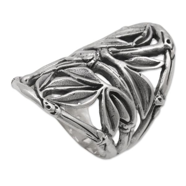 Alternate image for Hand Crafted Sterling Silver Openwork Ring from Indonesia Bamboo Shield