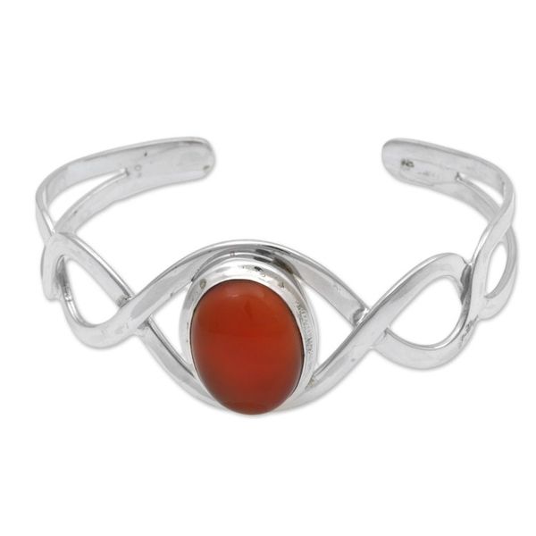 Alternate image for Carnelian and Sterling Silver Cuff Bracelet from Indonesia DNA in Scarlet