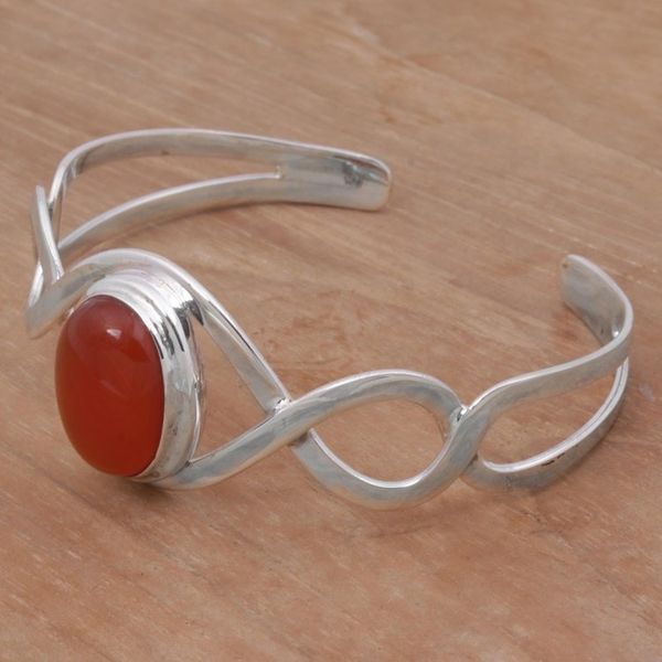 Alternate image for Carnelian and Sterling Silver Cuff Bracelet from Indonesia DNA in Scarlet