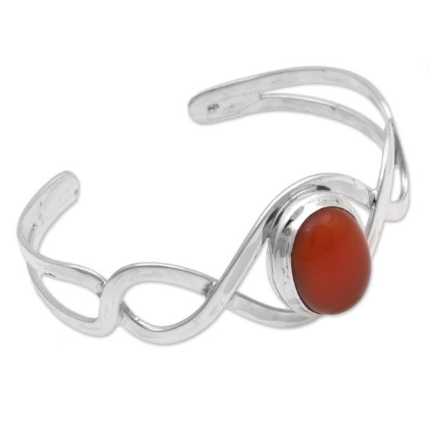 Alternate image for Carnelian and Sterling Silver Cuff Bracelet from Indonesia DNA in Scarlet