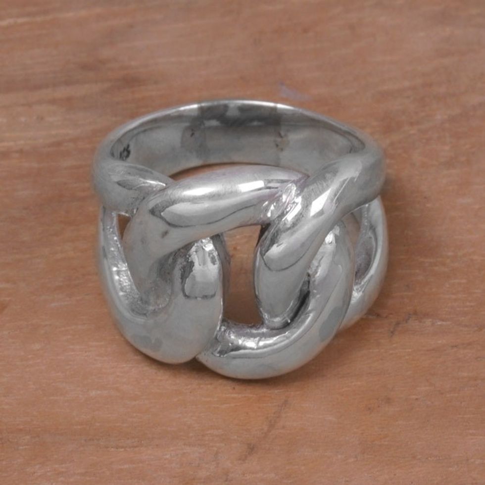 925 Sterling Silver Unisex Cocktail Ring from Indonesia 'Bold and Brave'