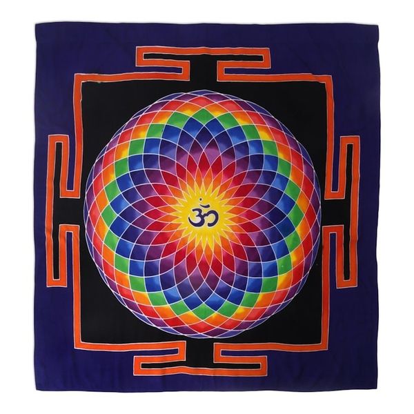 Alternate image for Colorful Om Batik Rayon Wall Hanging from Bali Om Dream in Black