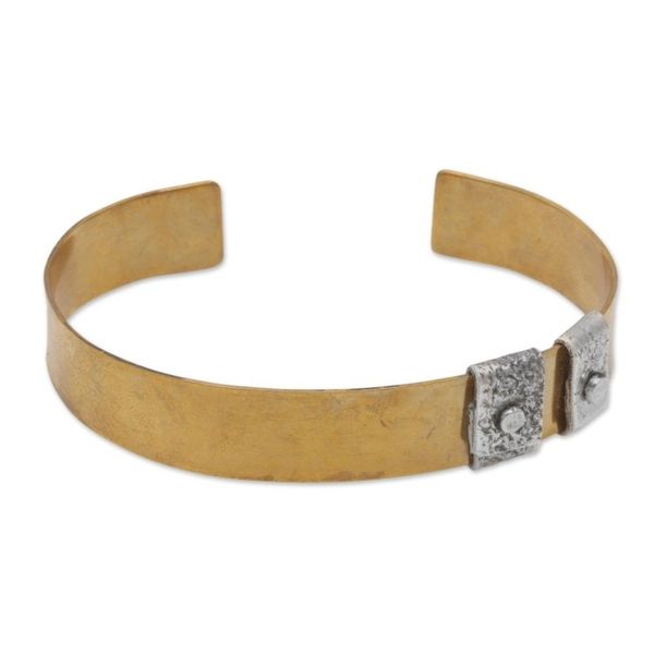 Alternate image for Sterling Silver Accent Brass Cuff Bracelet by Bali Artisans Island Journeys