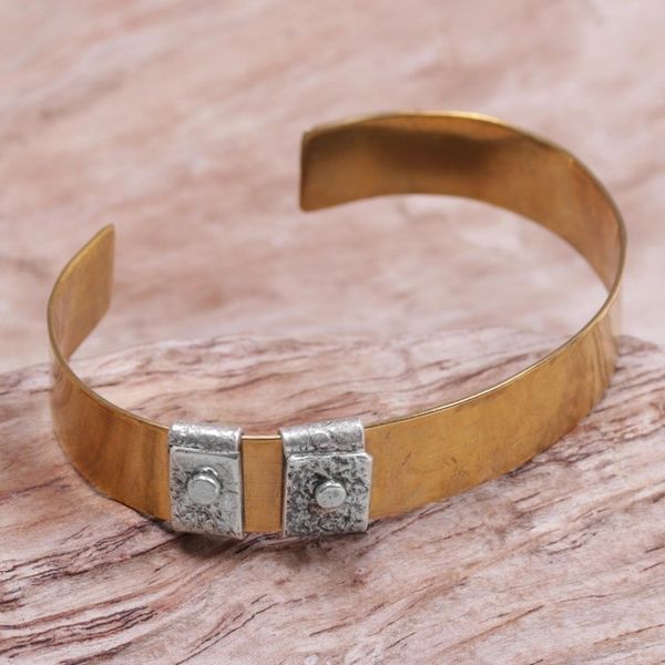 Alternate image for Sterling Silver Accent Brass Cuff Bracelet by Bali Artisans Island Journeys