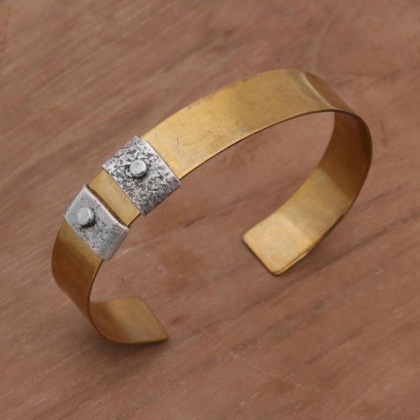 Alternate image for Sterling Silver Accent Brass Cuff Bracelet by Bali Artisans Island Journeys