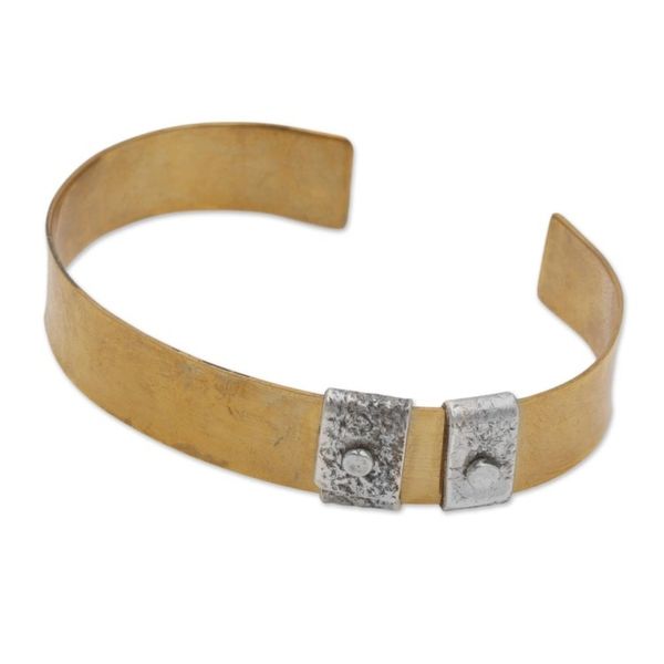 Alternate image for Sterling Silver Accent Brass Cuff Bracelet by Bali Artisans Island Journeys