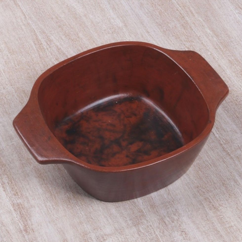 Red Ceramic Serving Bowl from Indonesia 'Antique Mataram'