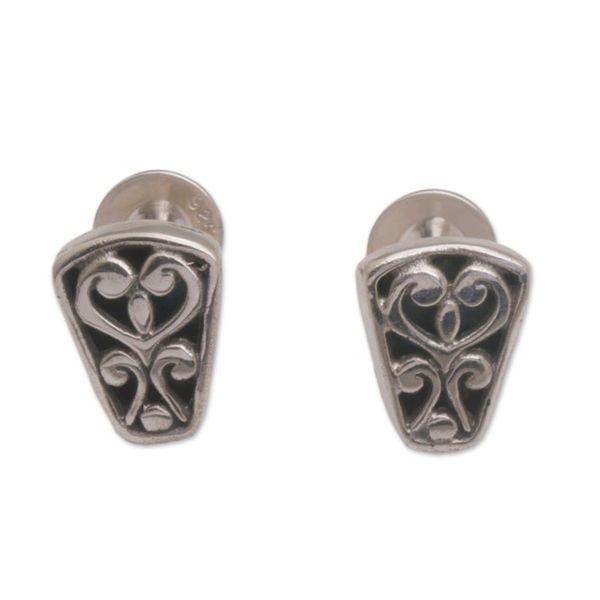 Alternate image for Spiral Motif Sterling Silver Stud Earrings from Bali Endless Spirals