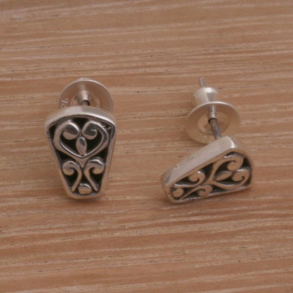 Alternate image for Spiral Motif Sterling Silver Stud Earrings from Bali Endless Spirals