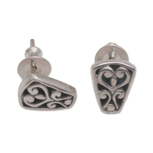 Alternate image for Spiral Motif Sterling Silver Stud Earrings from Bali Endless Spirals