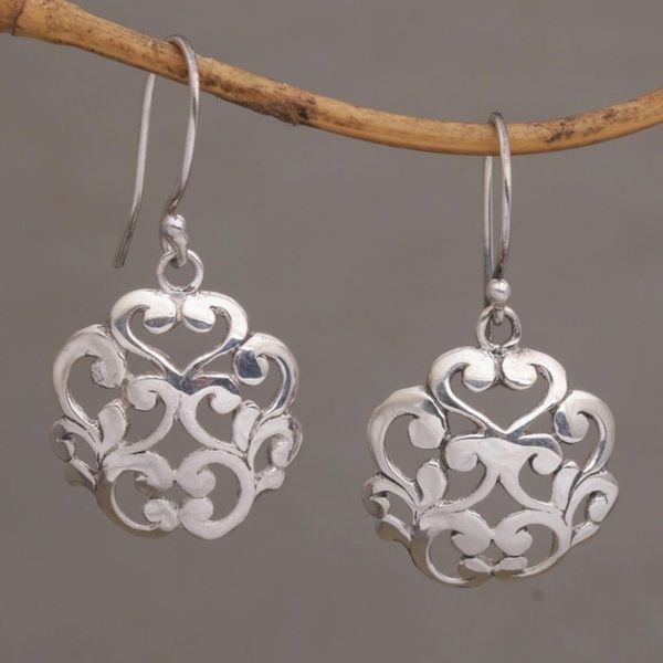 Alternate image for Everyday Sterling Silver Dangle Earrings with Vine Motifs Vine Crest