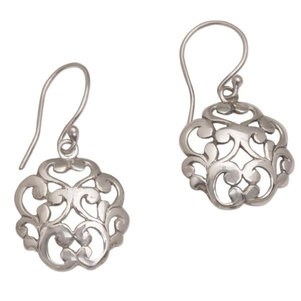 Alternate image for Everyday Sterling Silver Dangle Earrings with Vine Motifs Vine Crest