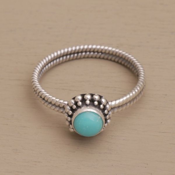 Alternate image for Composite Turquoise and Sterling Silver Single Stone Ring Touch of Simplicity