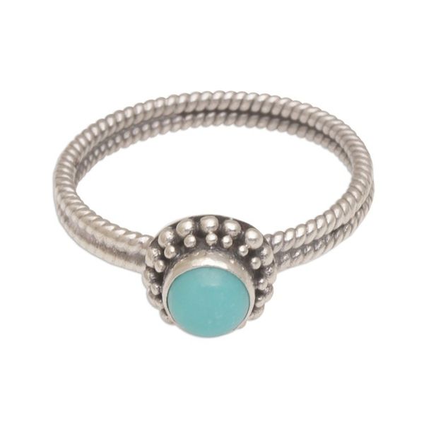 Alternate image for Composite Turquoise and Sterling Silver Single Stone Ring Touch of Simplicity