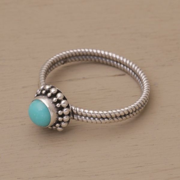 Alternate image for Composite Turquoise and Sterling Silver Single Stone Ring Touch of Simplicity
