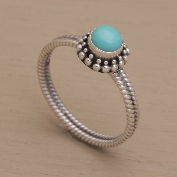 Alternate image for Composite Turquoise and Sterling Silver Single Stone Ring Touch of Simplicity