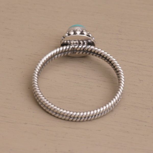 Alternate image for Composite Turquoise and Sterling Silver Single Stone Ring Touch of Simplicity