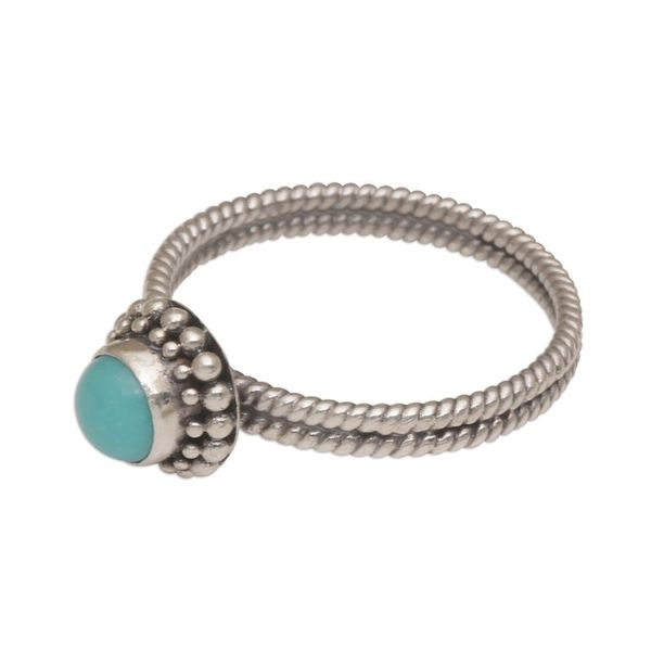 Alternate image for Composite Turquoise and Sterling Silver Single Stone Ring Touch of Simplicity