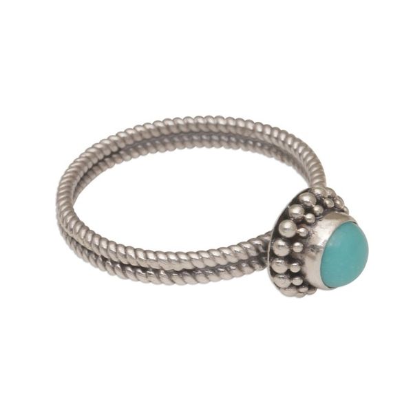 Alternate image for Composite Turquoise and Sterling Silver Single Stone Ring Touch of Simplicity