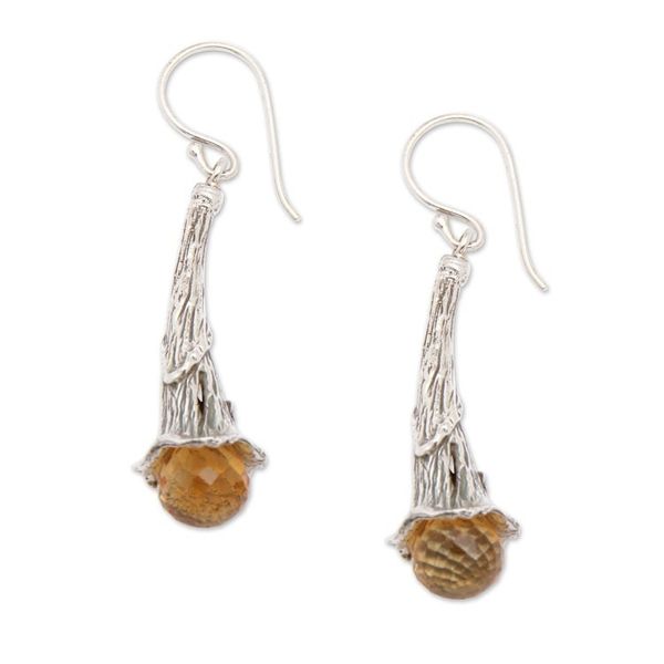 Alternate image for Citrine and Sterling Silver Floral Earrings from Bali Petal Drops
