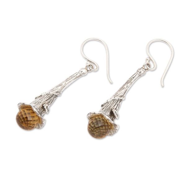 Alternate image for Citrine and Sterling Silver Floral Earrings from Bali Petal Drops