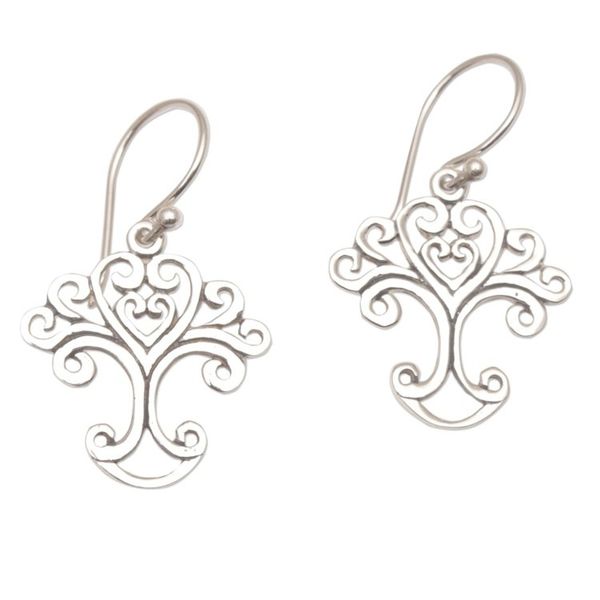 Alternate image for Handmade Sterling Silver Tree Earrings from Indonesia Loving Tree