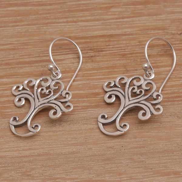 Alternate image for Handmade Sterling Silver Tree Earrings from Indonesia Loving Tree