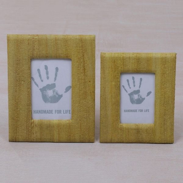 Alternate image for 4x6 and 3x5 Natural Fiber Rustic Photo Frames in Yellow Rustic Memories in Yellow