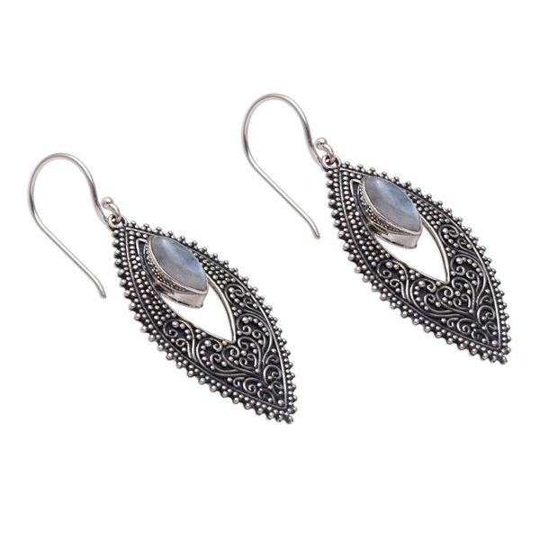 Alternate image for Rainbow Moonstone and Sterling Silver Dangle Earrings Eternal Story