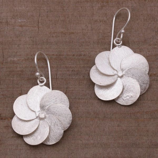 Alternate image for Sterling Silver Floral Dangle Earrings from Bali Windmill Flowers